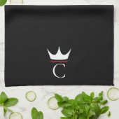 Crown Koch Monogram Schwarz-weiß Geschirrtuch (Gefaltet)