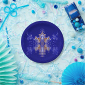 Crown Lake Blue Crystal Fraktal Pappteller (Party)