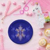 Crown Lake Blue Crystal Fraktal Pappteller (Party)