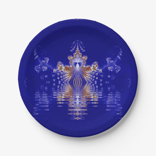 Crown Lake Blue Crystal Fraktal Pappteller (Vorderseite)