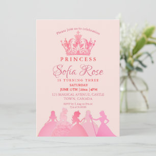 Crown Little Princess Geburtstagspartei Einladung