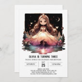 Crown Minimalistisch Princess Birthday Einladung (Vorne/Hinten)