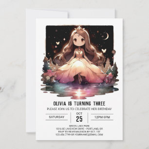 Crown Minimalistisch Princess Birthday Einladung