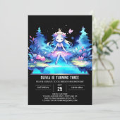 Crown Modern Princess Birthday Einladung (Stehend Vorderseite)