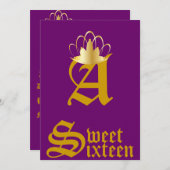 Crown Monogram 16 . Geburtstag-Customize Einladung (Vorne/Hinten)
