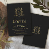 Crown monogram gold black wedding Probe Einladung