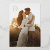 Crown monogram Gold Hochzeit am Vorabend Folieneinladung (Rückseite)