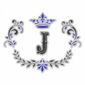 Crown Monogram Letter "J" Vinyl Aufkleber (Vorderseite)