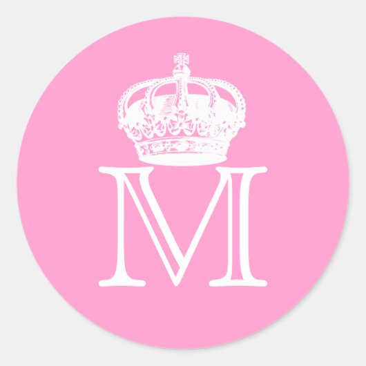 Crown Monogram Runder Aufkleber (Vorderseite)