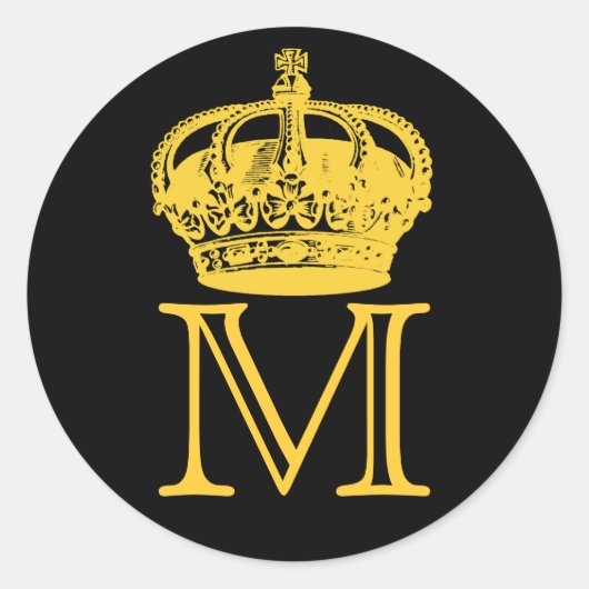 Crown Monogram Runder Aufkleber (Vorderseite)