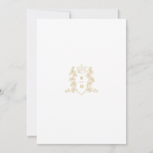 Crown monogram white wedding Probe Einladung (Rückseite)