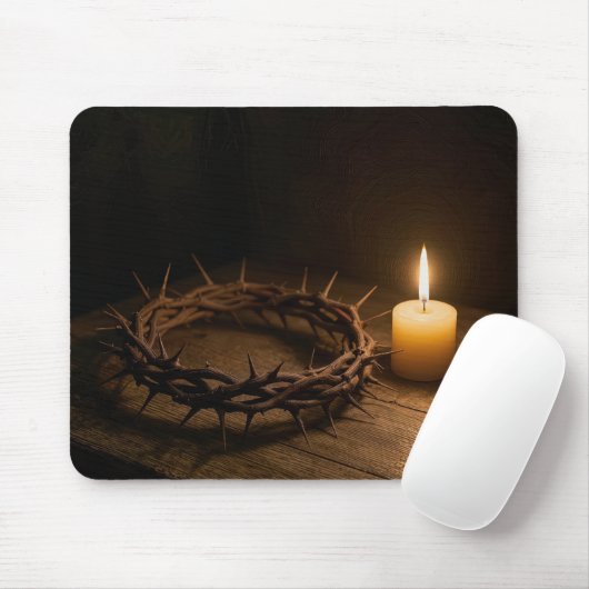Crown of Thorns Illuminated By a Candle Mousepad (Mit Mouse)