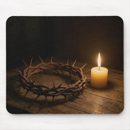 Crown of Thorns Illuminated By a Candle Mousepad (Vorne)