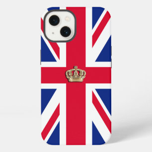 Crown on Patriotic British Union Jack Flag Case Ma iPhone 13 Hülle