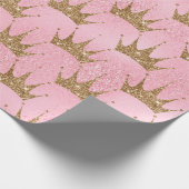 Crown Pink and Gold Glitzer Effect Wrapping Paper Geschenkpapier (Ecke)