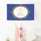 Crown Prince Royal Blue Gold Baby Dusche Willkomme Banner (Insitu)
