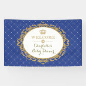 Crown Prince Royal Blue Gold Baby Dusche Willkomme Banner (Horizontal)