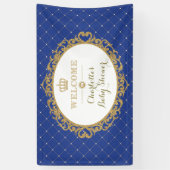 Crown Prince Royal Blue Gold Baby Dusche Willkomme Banner (Vertikal)