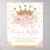 Crown Princess Blush Bloral Baby Diaper Raffel Poster (Vorne)