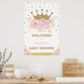 Crown Princess Pink Blume Kinderdusche Willkommen Poster (Küche)