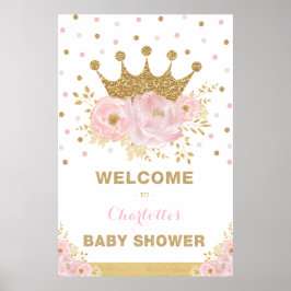 Crown Princess Pink Blume Kinderdusche Willkommen Poster
