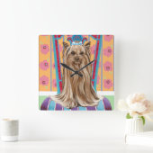 Crown Princess Yorkie Quadratische Wanduhr (Zuhause)