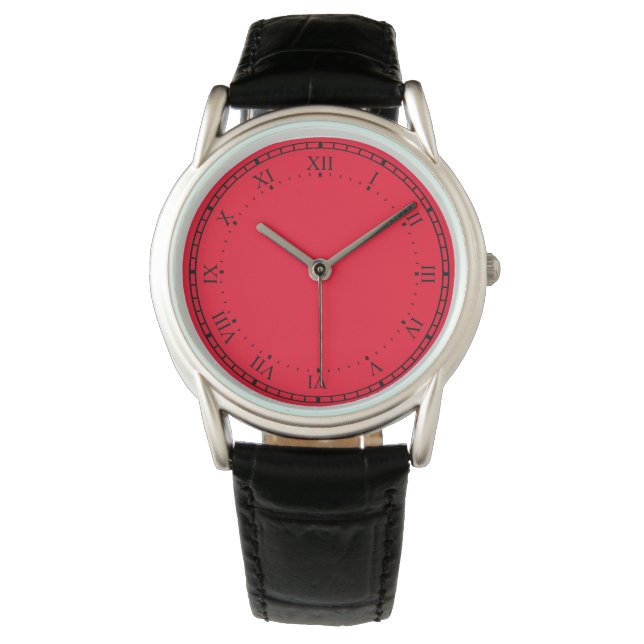 Crown Protector Black and Red Leather Watch Armbanduhr (Vorderseite)