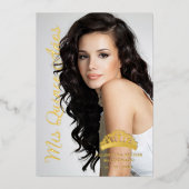 Crown Quinceañera Minimales Foto Extravagante Kall Folieneinladung (Vorderseite)