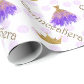 Crown Quinceanera Wrapping Paper Geschenkpapier (Rolleneckpunkt)