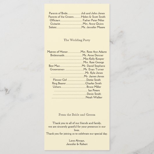 Crown Regency in Gold und Elfenbein Programm (Rückseite)