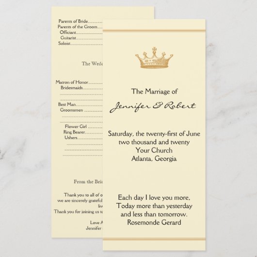 Crown Regency in Gold und Elfenbein Programm (Vorne/Hinten)