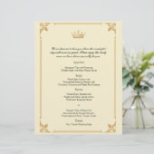 Crown Regency in Gold und Ivory Wedding Menu (Stehend Vorderseite)