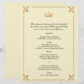 Crown Regency in Gold und Ivory Wedding Menu (Vorne/Hinten)