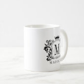 Crown Scrolls Monogram Kaffeetasse (VorderseiteRechts)