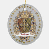 Crown Shield Familienwappen Nachname benutzerdefin Keramik Ornament (Links)