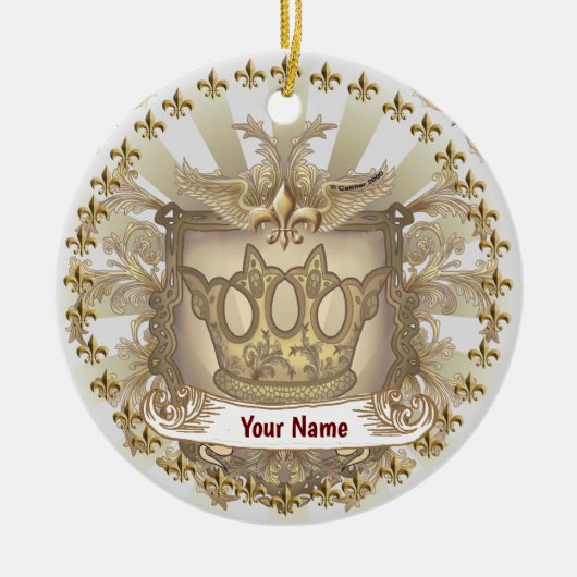 Crown Shield-Familienwappen-Nachname Keramik Ornament (Vorne)