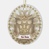 Crown Shield-Familienwappen-Nachname Keramik Ornament (Links)