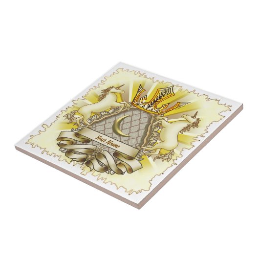 Crown Shield Unicorn Fliese (Seite)