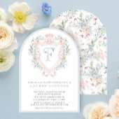 Crown Wappen Monogram Pink Blue Baby Dusche Einladung