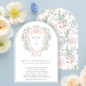 Crown Wappen Monogram Pink Blue Baby Dusche Einladung