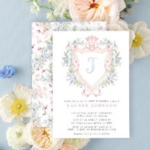 Crown Wappen Monogram Pink Blue Baby Dusche