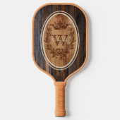 Crown Wappen Wood Tone Monogram Oval Pickleball Schläger (Vorderseite)