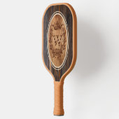 Crown Wappen Wood Tone Monogram Oval Pickleball Schläger (Links)