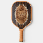 Crown Wappen Wood Tone Monogram Oval Pickleball Schläger (Rückseite)