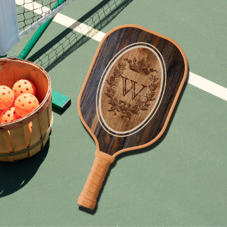 Crown Wappen Wood Tone Monogram Oval Pickleball Schläger