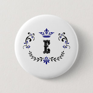 Crown Wreath Monogram 'E' Button