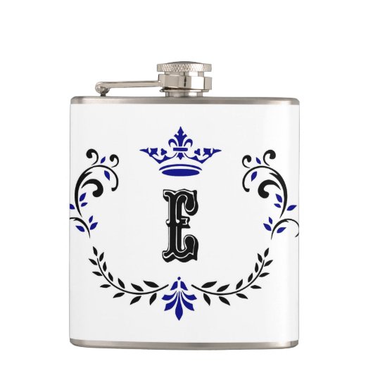 Crown Wreath Monogram 'E' Flachmann (Vorderseite)