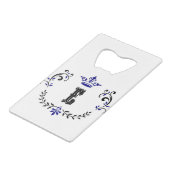 Crown Wreath Monogram 'E' Geldbeutel Flaschenöffner (Vorderseite Schrägansicht)