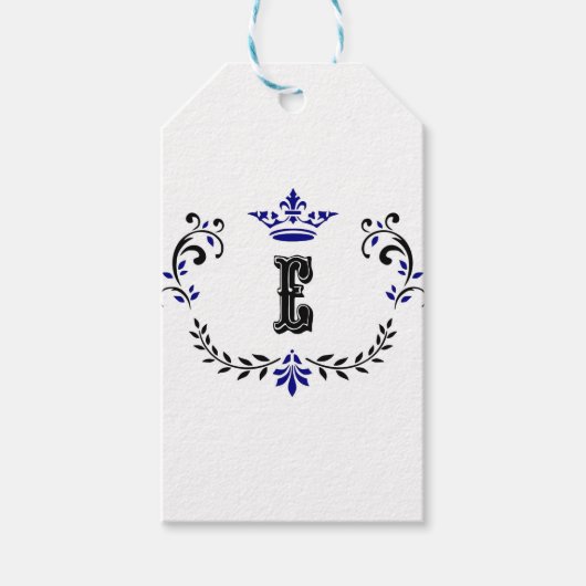 Crown Wreath Monogram 'E' Geschenkanhänger (Vorderseite)