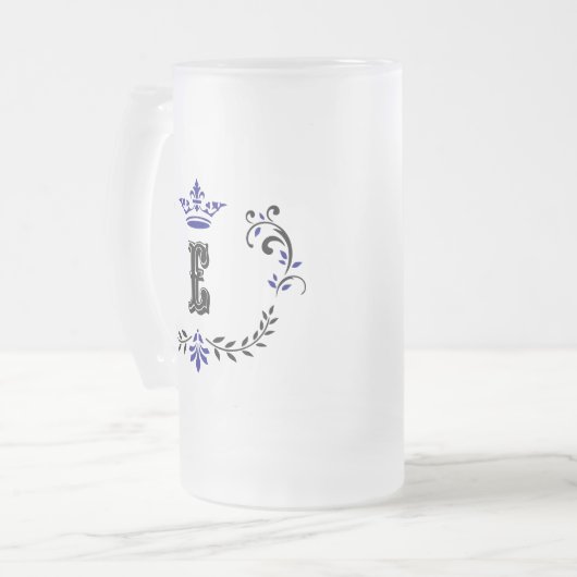 Crown Wreath Monogram 'E' Mattglas Bierglas (Vorderseite Links)